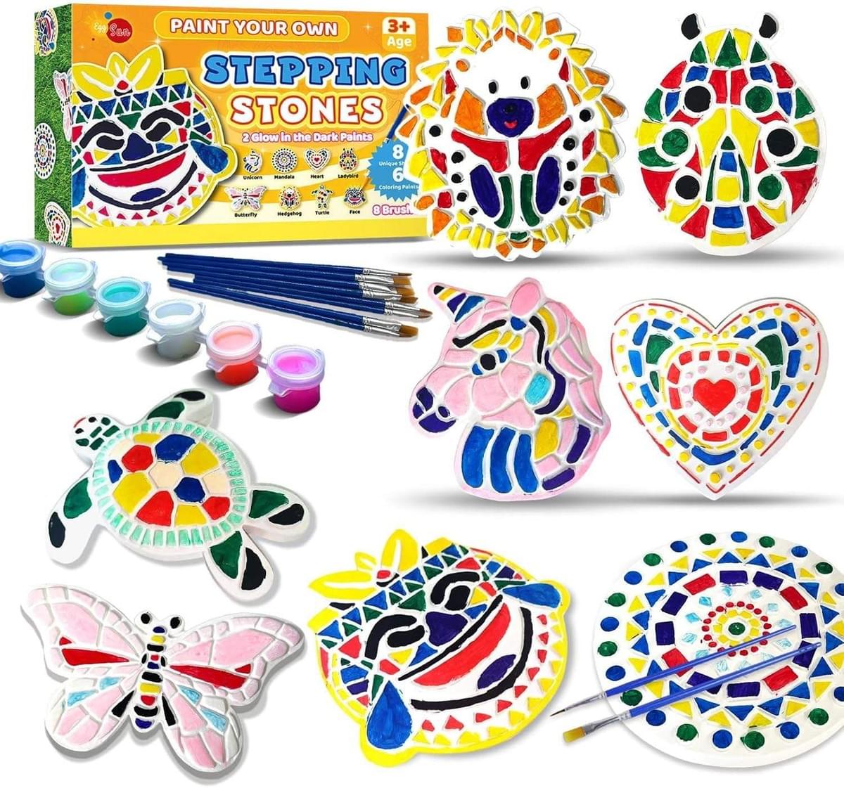 Stepping Stones Painting Kit for Kids Outdoor Crafts Paint 5 Garden Stone Craft Kit