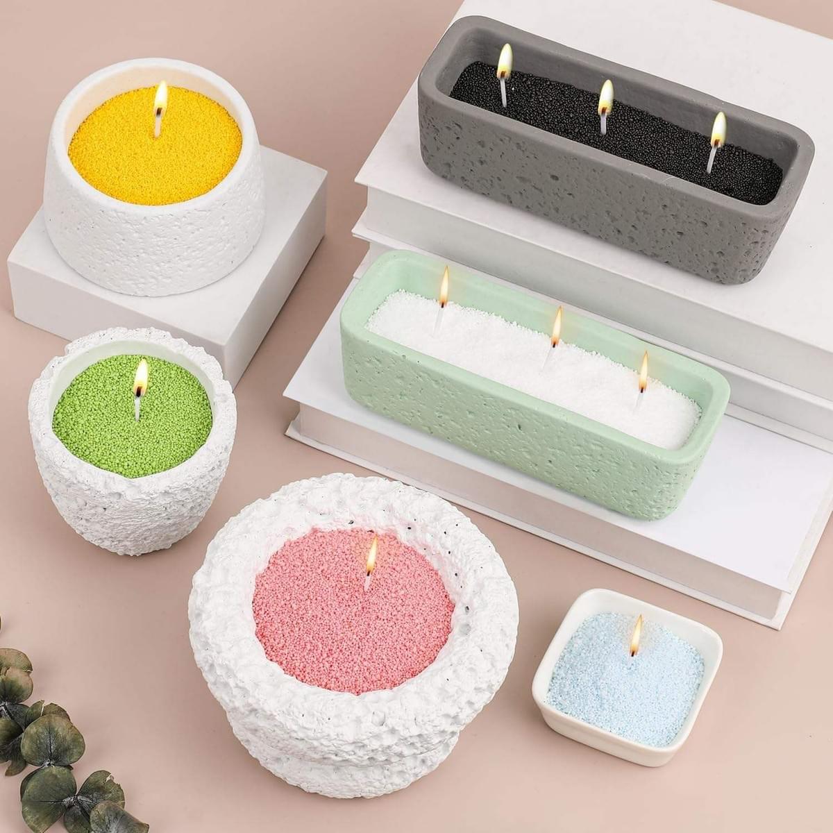 5 Color DIY Sand Wax Candle Making Kit - Filling Pearl Wax with Candle Wick, Scented Candle Supplies