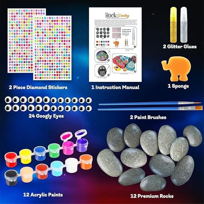 Rock Painting Kit, Rocks for Painting (1.2-2 Inch / 2-3.15 Inch), Birthday Children's Gift Art