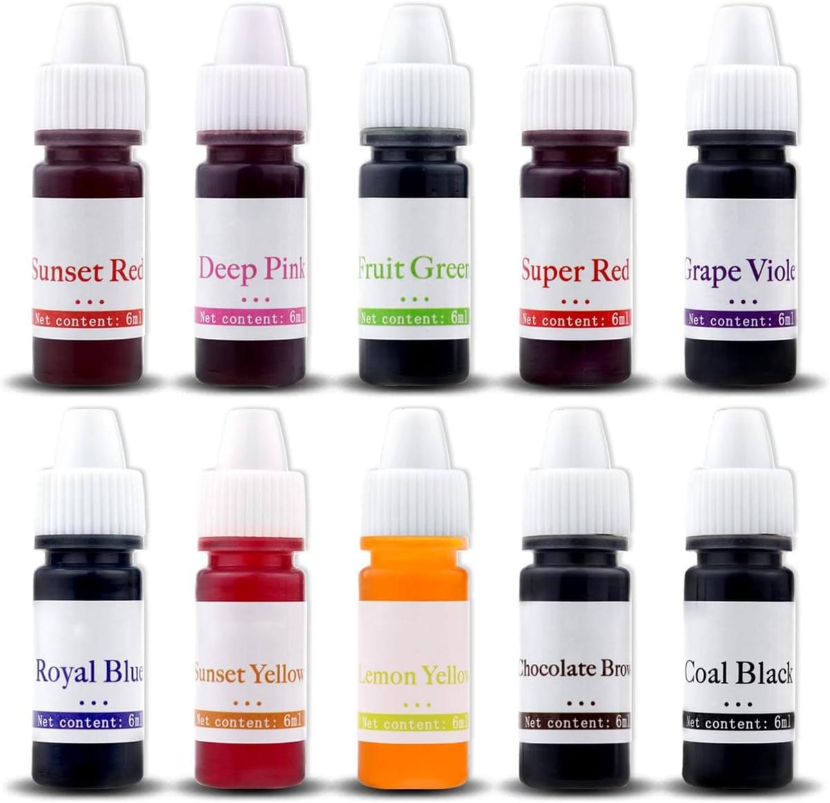 Soap/Candle Dye Making Kit - 10 Liquid Colors for Soap/Candle, Explosion Salt Dyeing, Nonirritating,