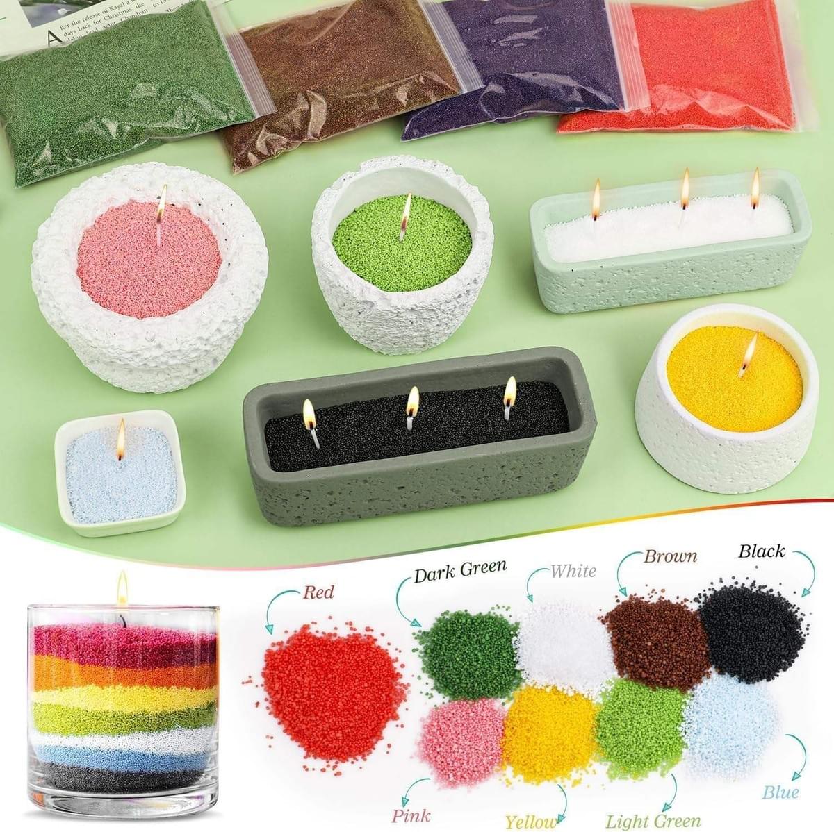 5 Color DIY Sand Wax Candle Making Kit - Filling Pearl Wax with Candle Wick, Scented Candle Supplies