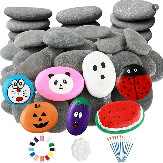 Rock Painting Kit, Rocks for Painting (1.2-2 Inch / 2-3.15 Inch), Birthday Children's Gift Art