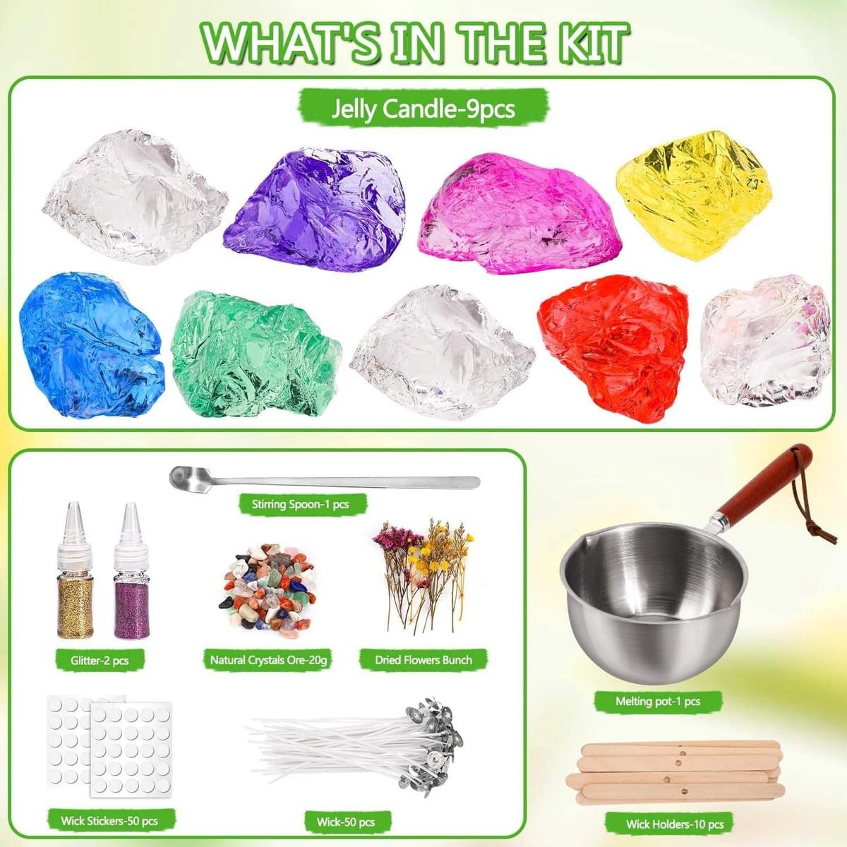 Jelly Candle Making Kit, - 7 Color Candle Making Kit, DIY Beginner Candle Making Kit