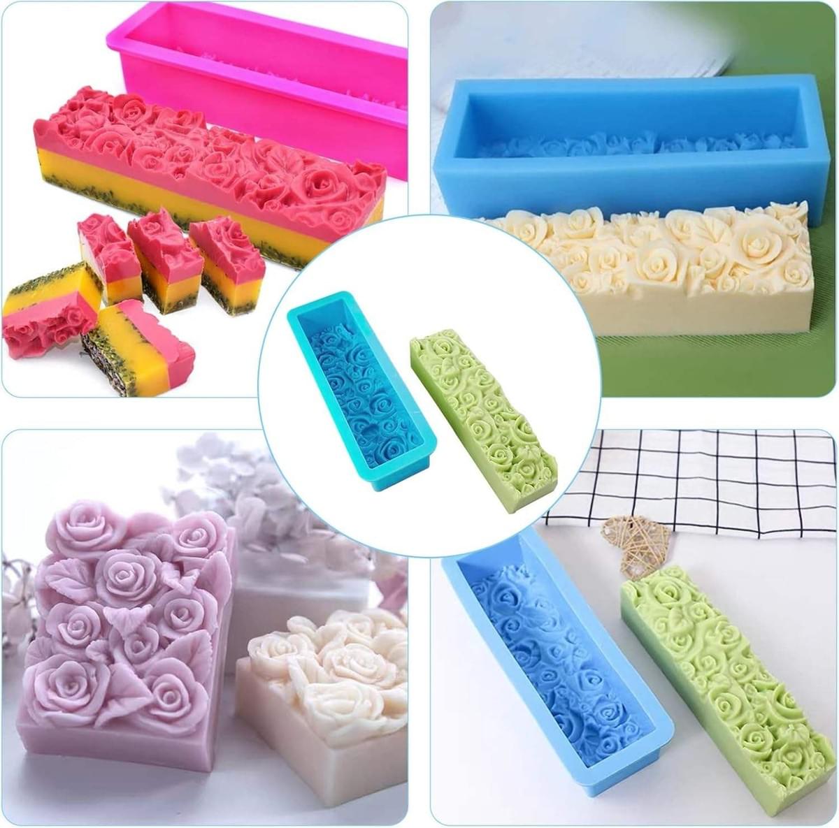 Rose Soap Mold, 22 oz Flower Silicone Soap Mold 3D Embossing Process, Suitable for Soap Making