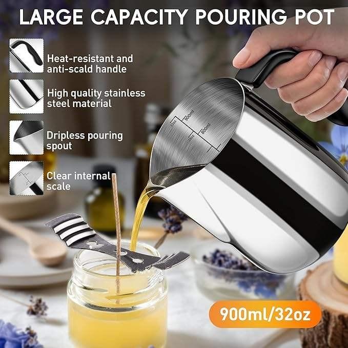 Soap Making Kit, with 900 ml Stainless Steel Melting Pot Integrated DIY Silicone Mold Soap Making 