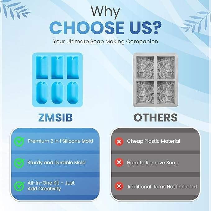 Soap Making Kit, with 900 ml Stainless Steel Melting Pot Integrated DIY Silicone Mold Soap Making 