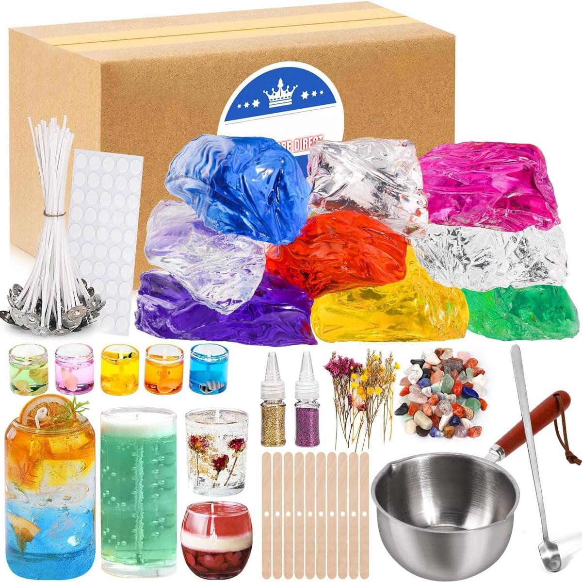 Jelly Candle Making Kit, - 7 Color Candle Making Kit, DIY Beginner Candle Making Kit