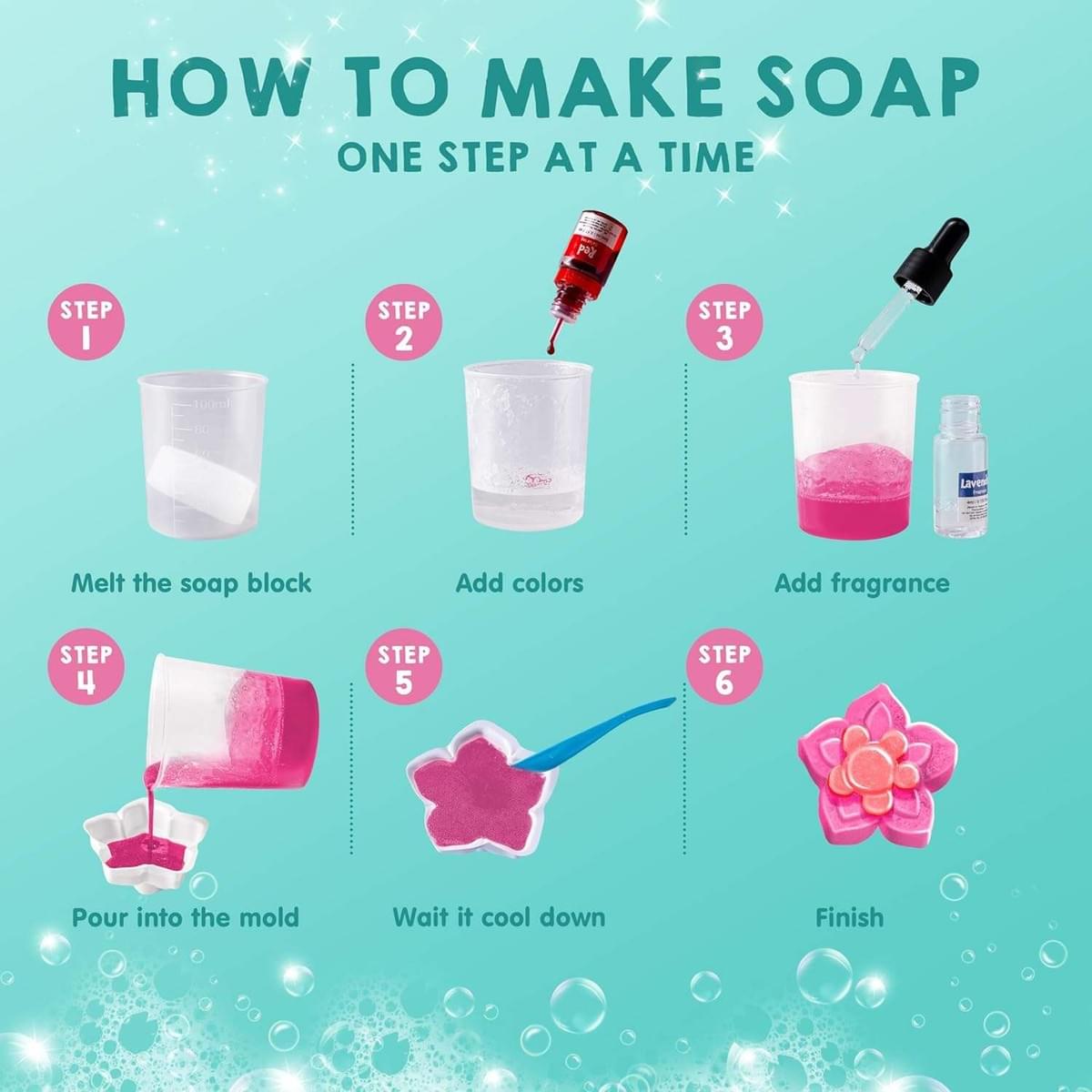 Children's Soap Making Kit, 2-in-1 Spa Science Kit, DIY Make Your Own Fizzy Bath Salts and Soap.