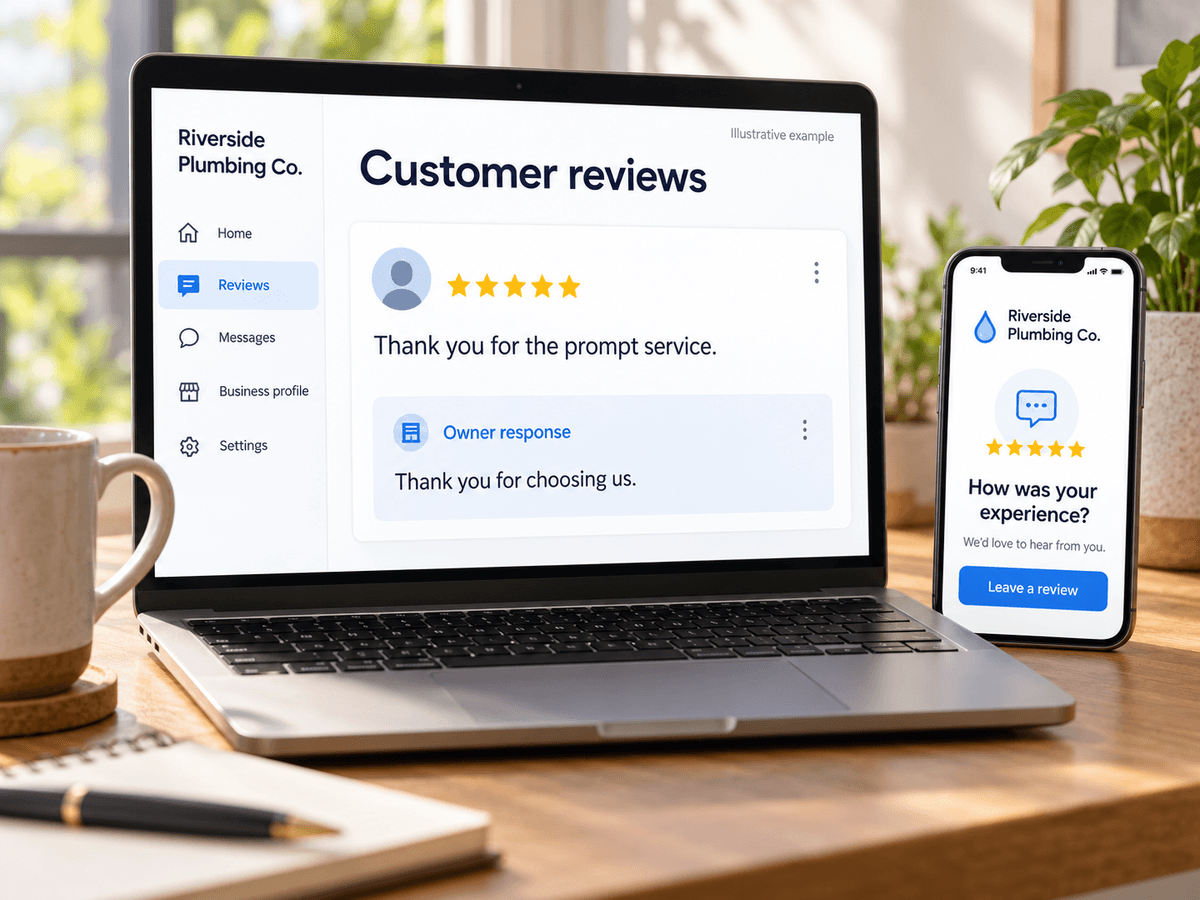 Illustrative example of responding to a customer review and requesting a genuine review