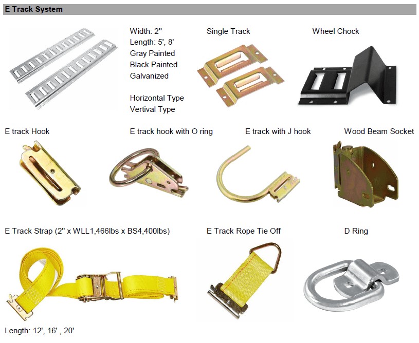 Logistics Strap with E track Hook 