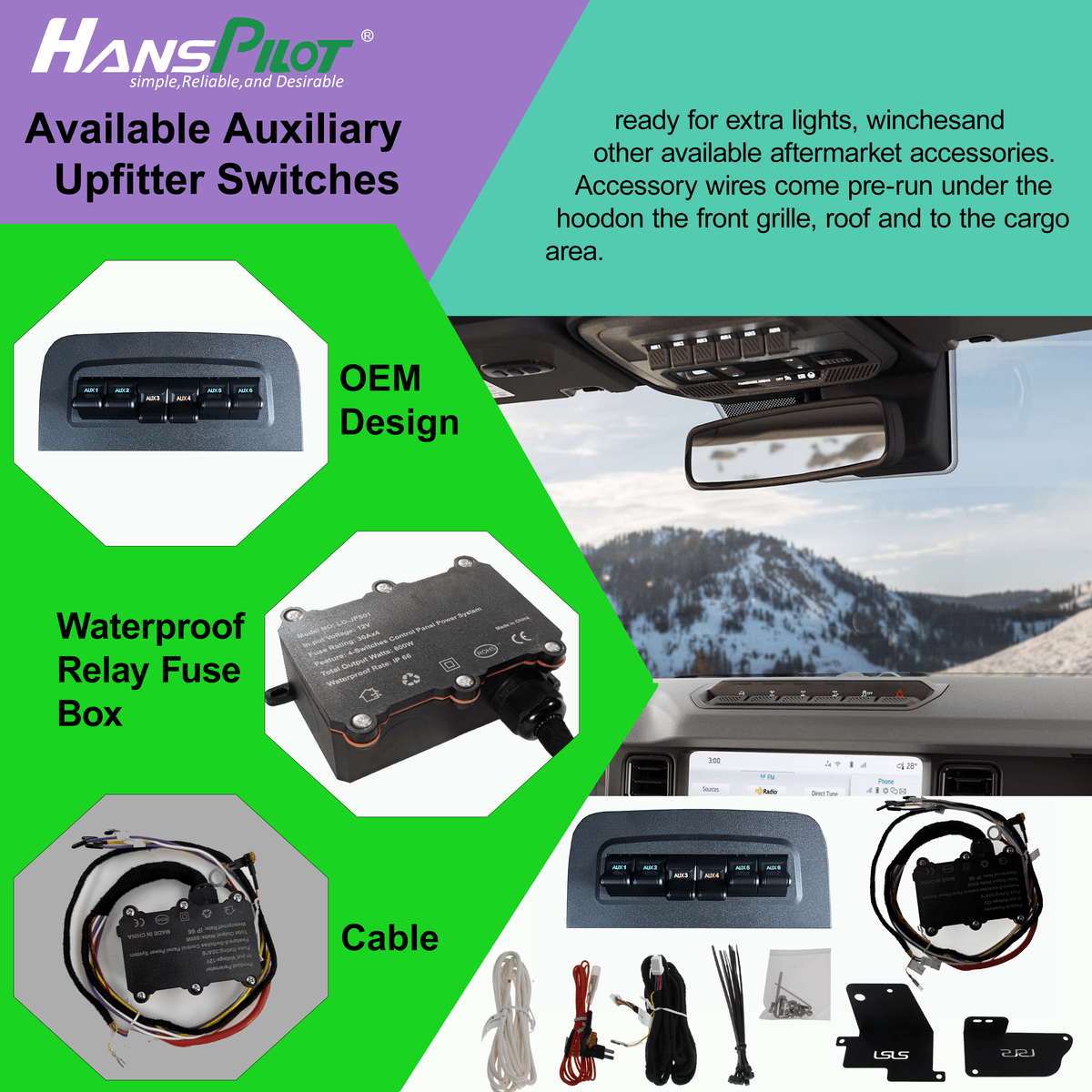 Available Auxiliary Upfitter Swithes For Bronco and F150 22-25