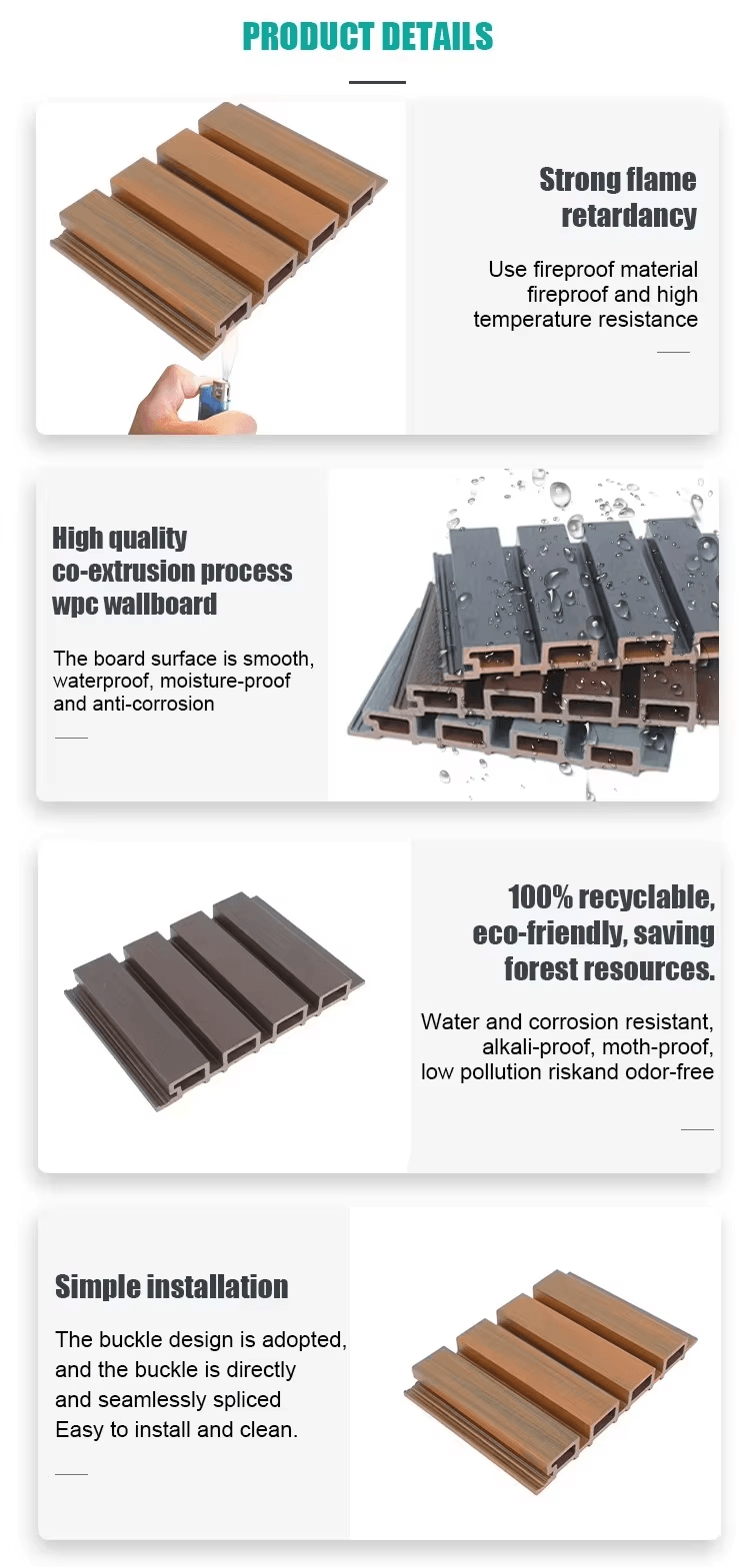 External WPC Wall Cladding Great Wall Plastic Composite Garden Cladding Exterior Waterproof WPC Wall
