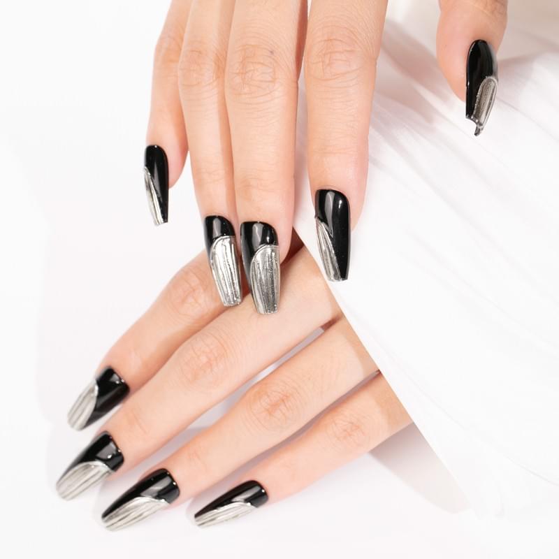 Gradient Press On Nails  Long Oval  Nails, Reusable Fake Nails 5 Sizes To Choose  Bridal Manicure