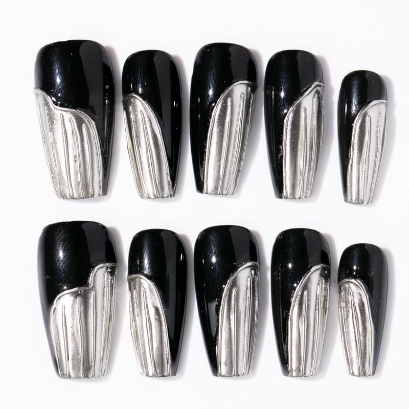 Gradient Press On Nails  Long Oval  Nails, Reusable Fake Nails 5 Sizes To Choose  Bridal Manicure