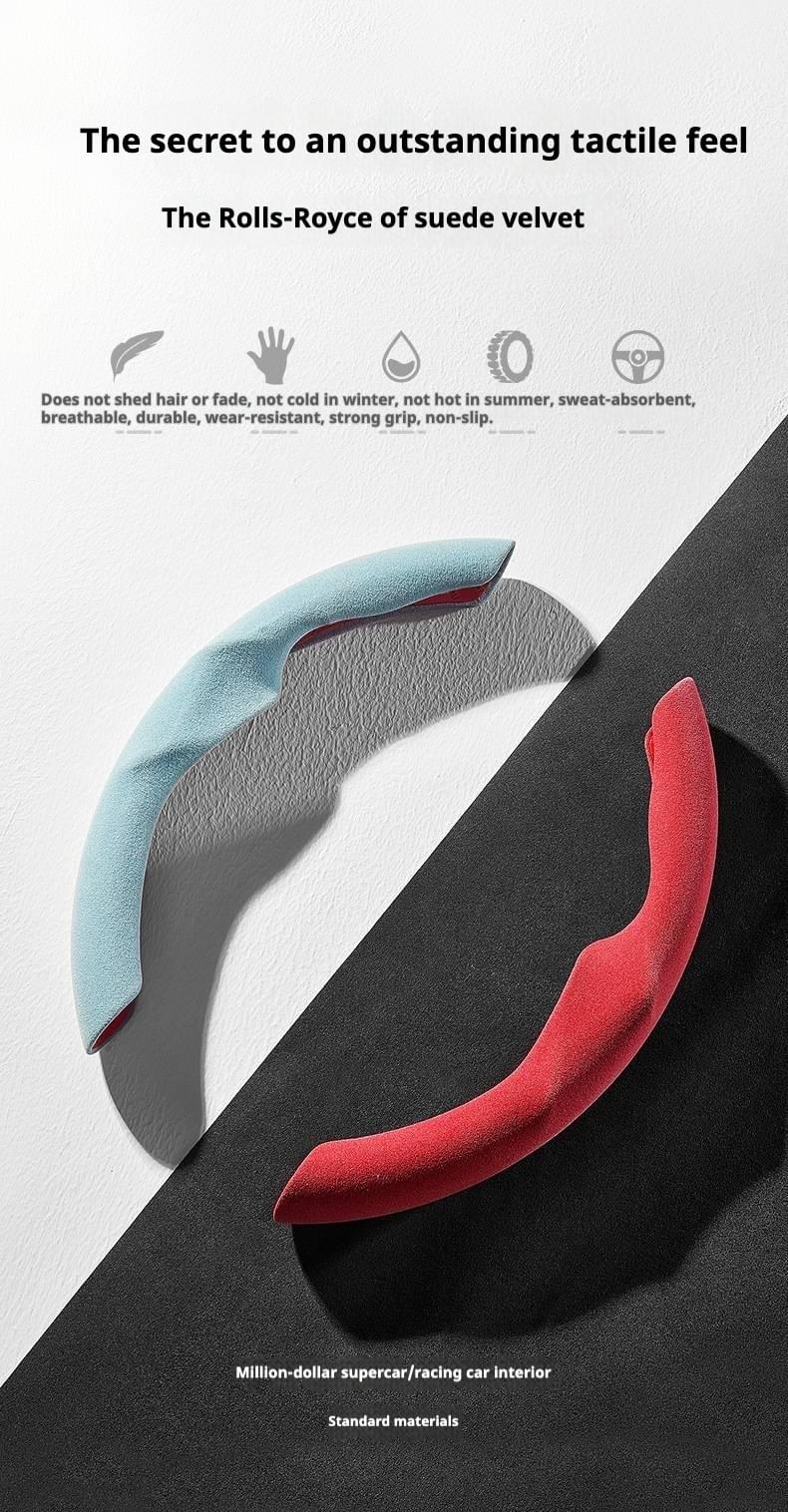Premium Alcantara Suede Steering Wheel Cover for Tesla Model 3 & Model Y — Ultra-Thin & Sweat-Absorb