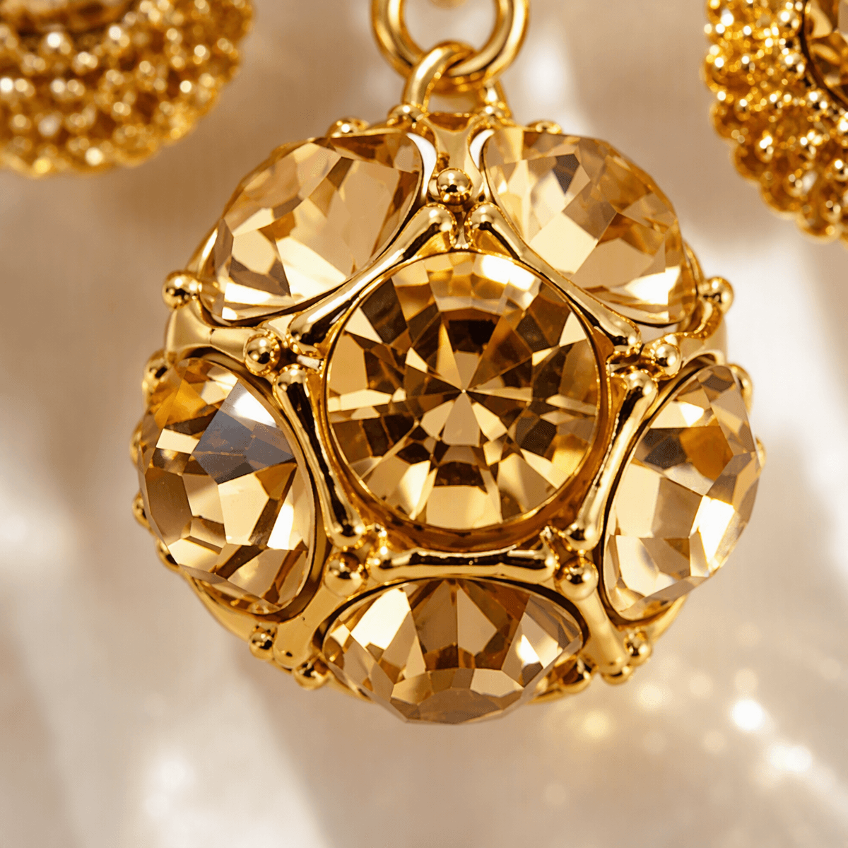 Amber Crystal Huggie Earrings — Dawn Light Collection