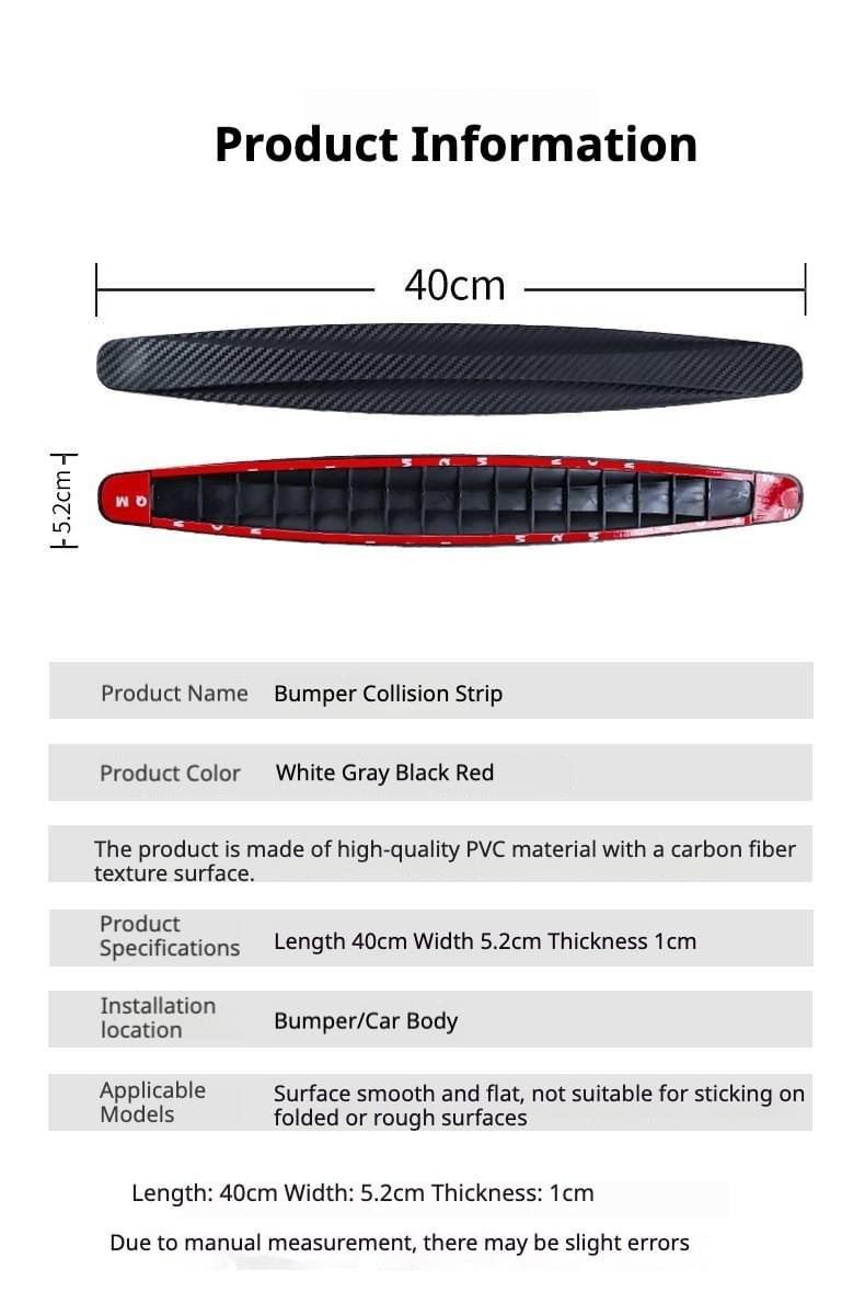 Universal Carbon Fiber Bumper Guard Strips — Anti-Collision & Scratch Protector (40cm Extended)