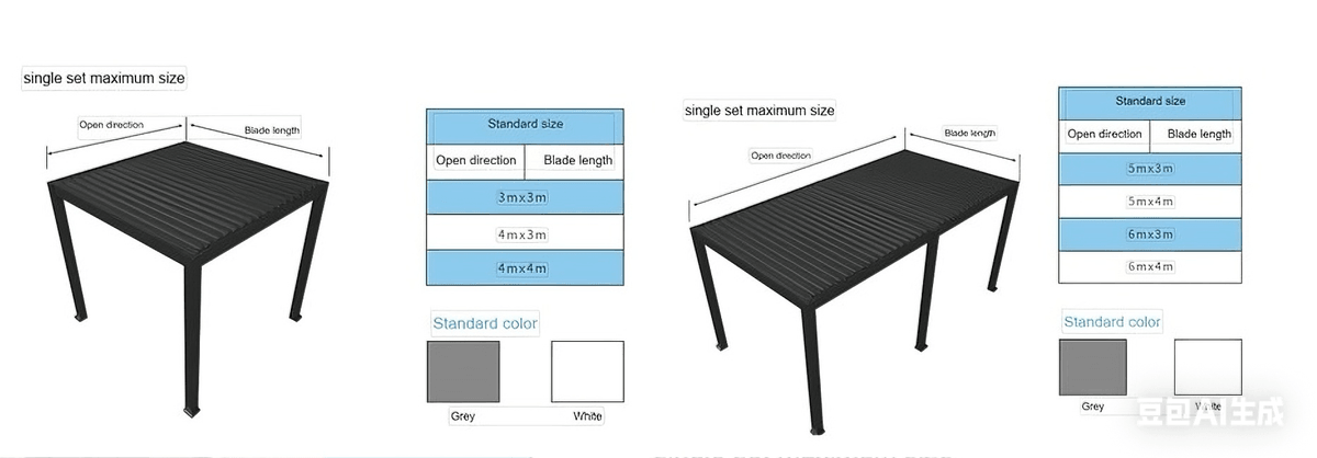 Protentier-pergola-size list Protentier-pergola-size list