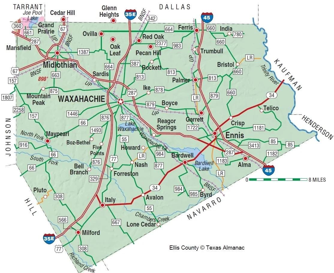 Map of Ellis County