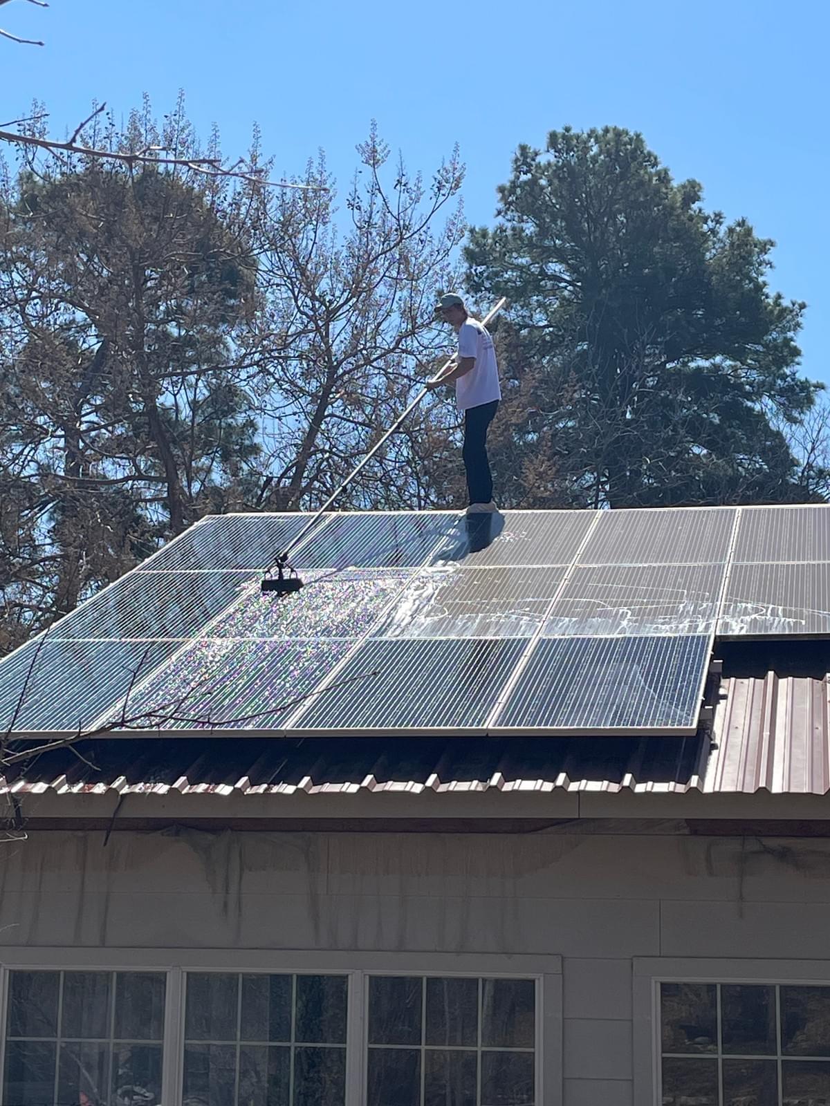 Solar Panel cleaning in progress for Lindale TX and Hideaway Texas home
