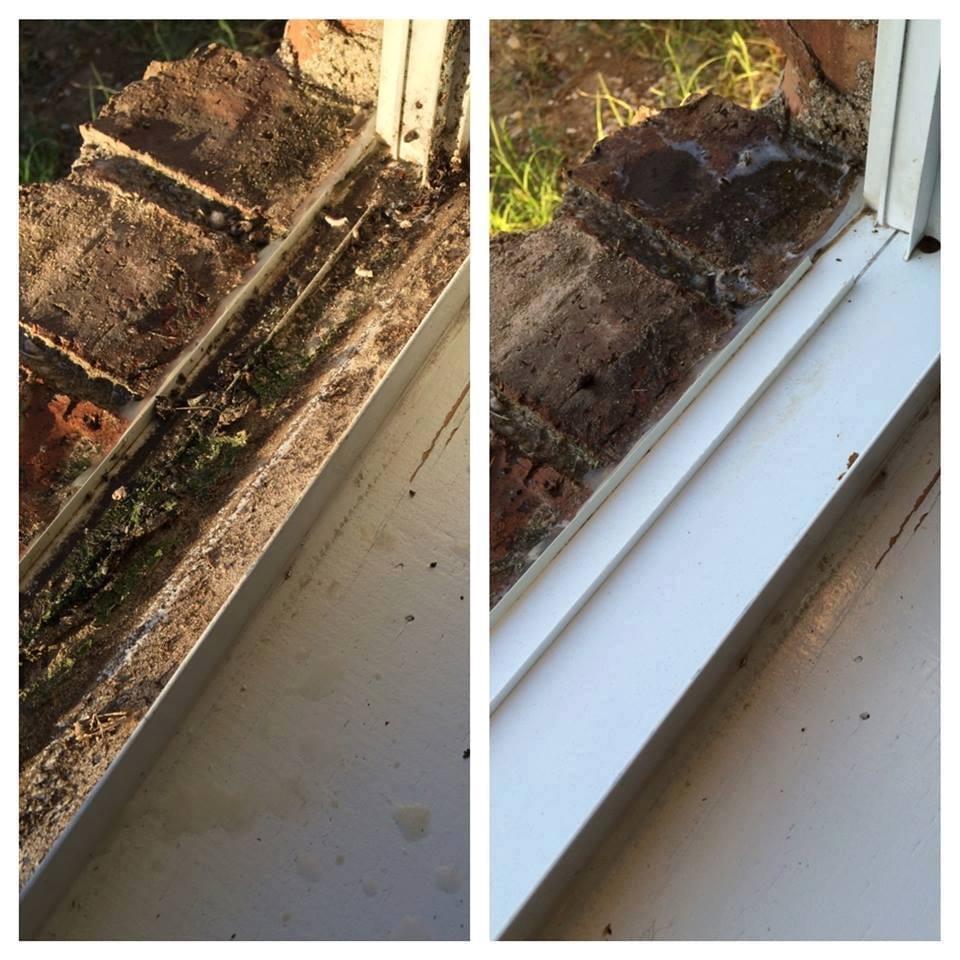 Before and After of window sill and track cleaning in Waxahachie TX
