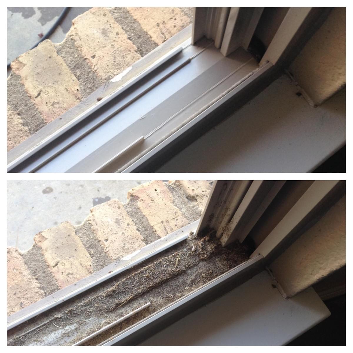 Before and After of window sill and track cleaning in Mansfield TX