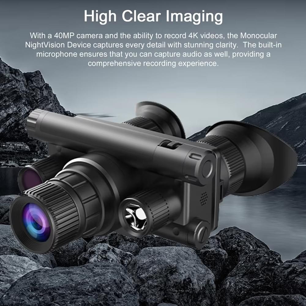 4K UHD 40MP Head Mounted Tactical Telescope Goggles 8X Zoom 600M Infrared Night Vision Binoculars