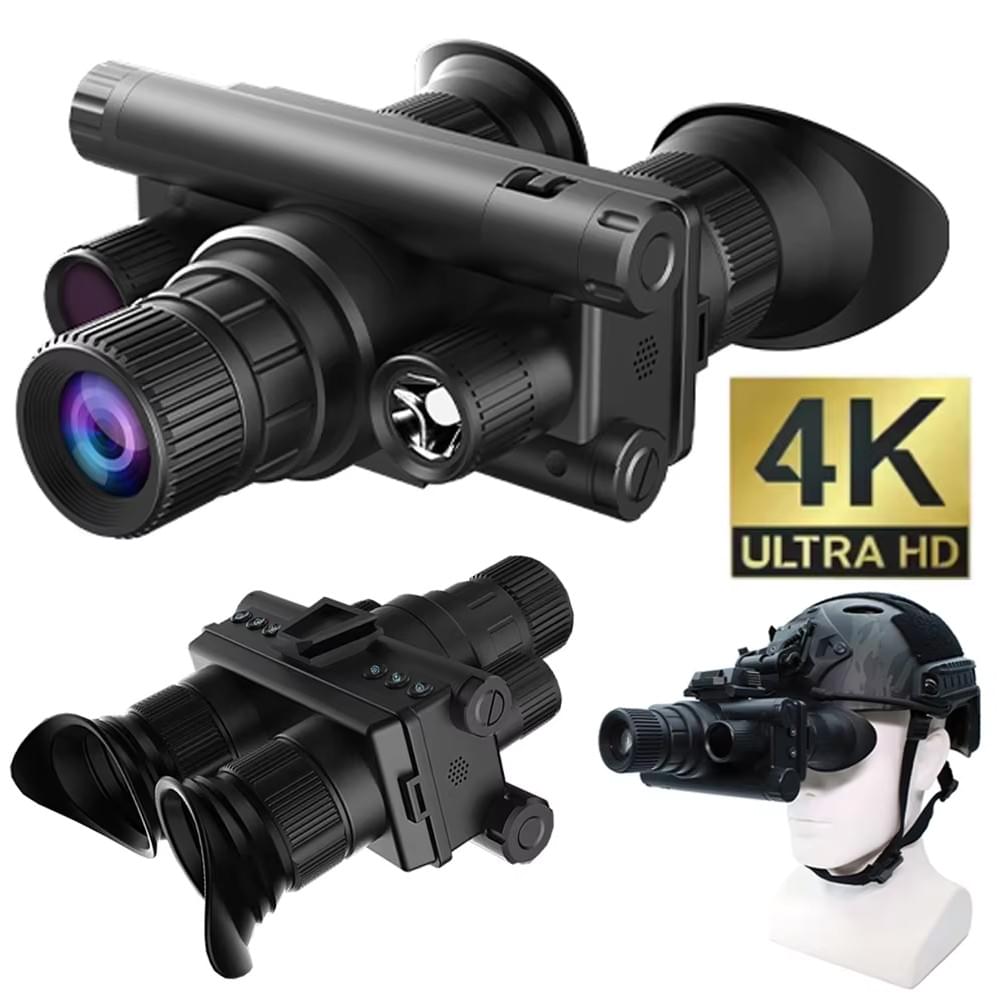 4K UHD 40MP Head Mounted Tactical Telescope Goggles 8X Zoom 600M Infrared Night Vision Binoculars