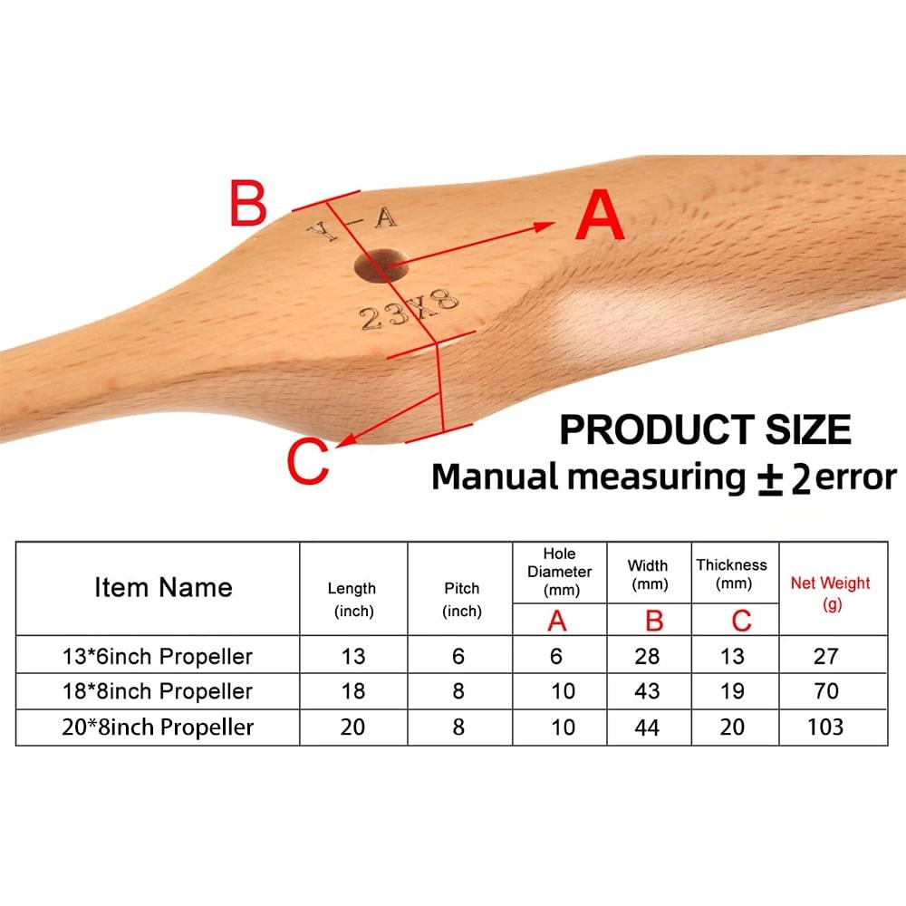 Flight Model 3D Wooden Propeller 16inch to 21inch for Choose