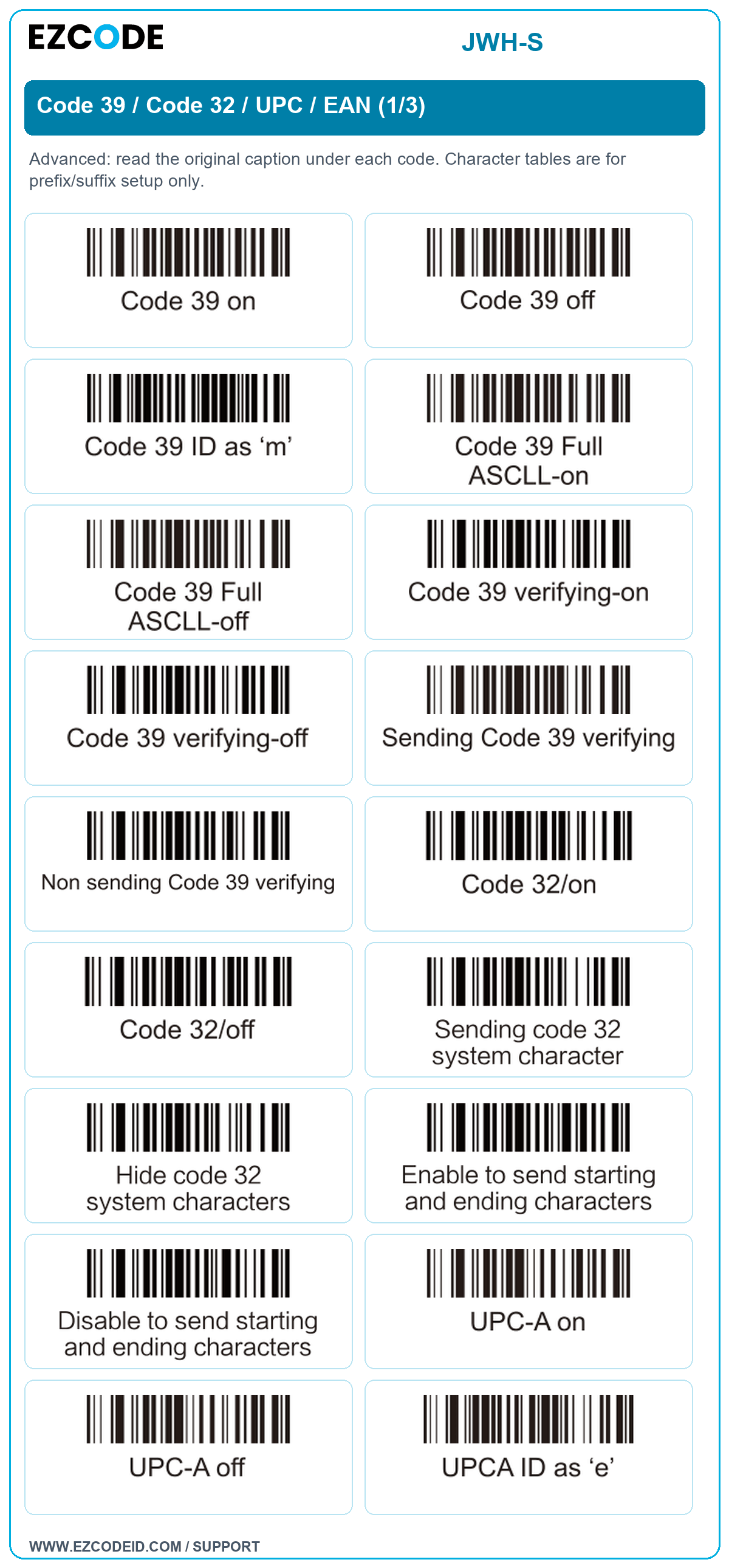 Code 39 / Code 32 / UPC / EAN (1/3): original manual caption