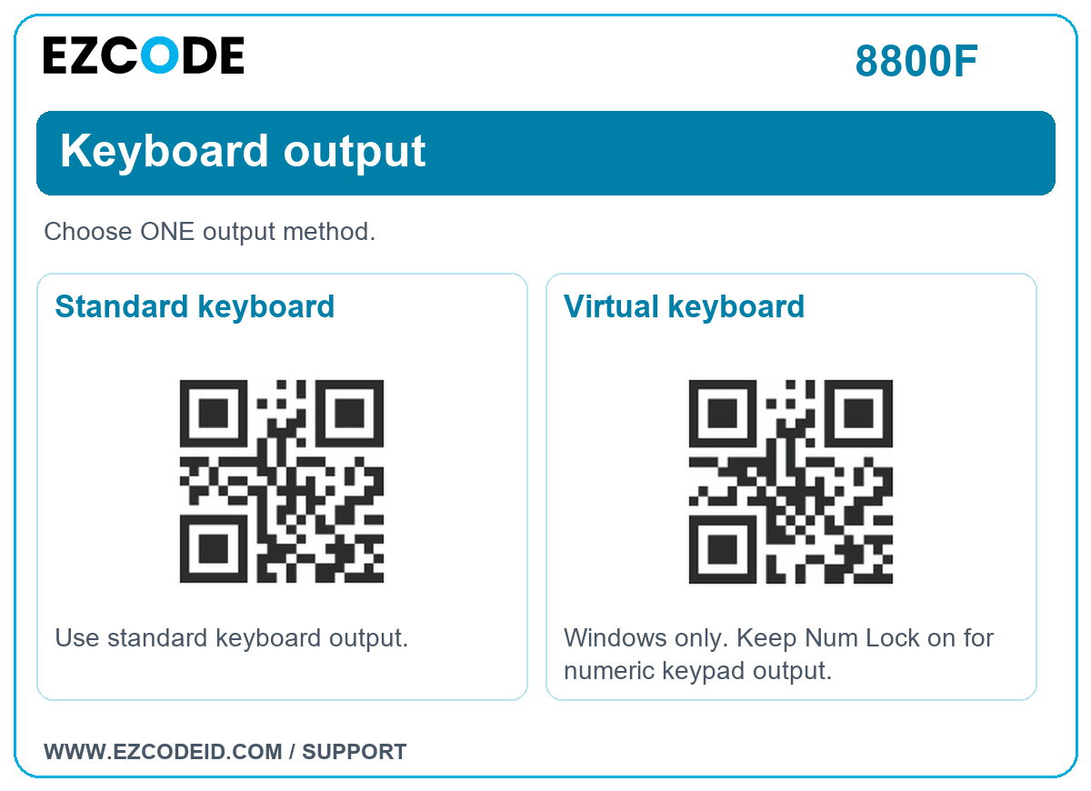 Standard keyboard setting code