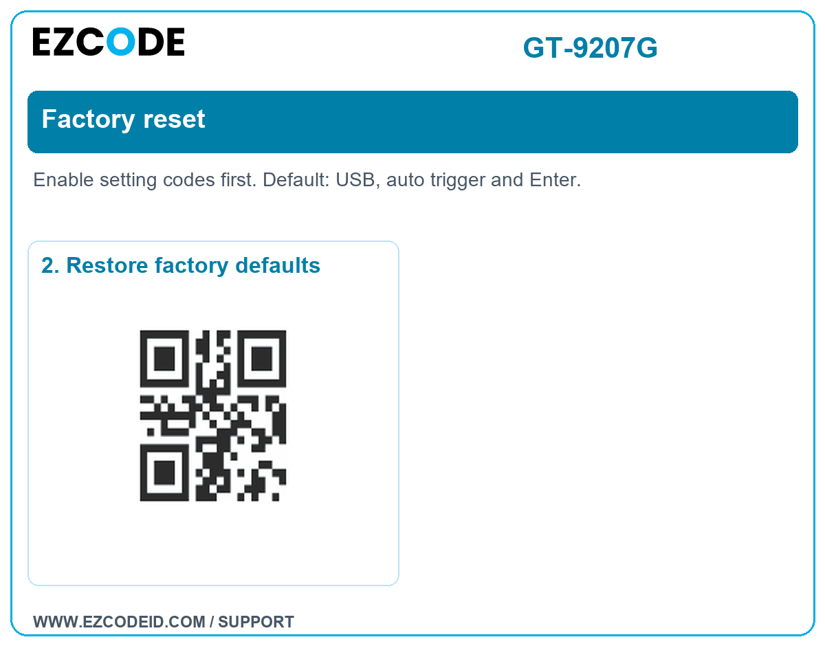 2. Restore factory defaults