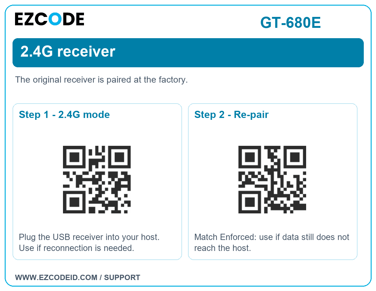 Step 1 - 2.4G mode setting code
