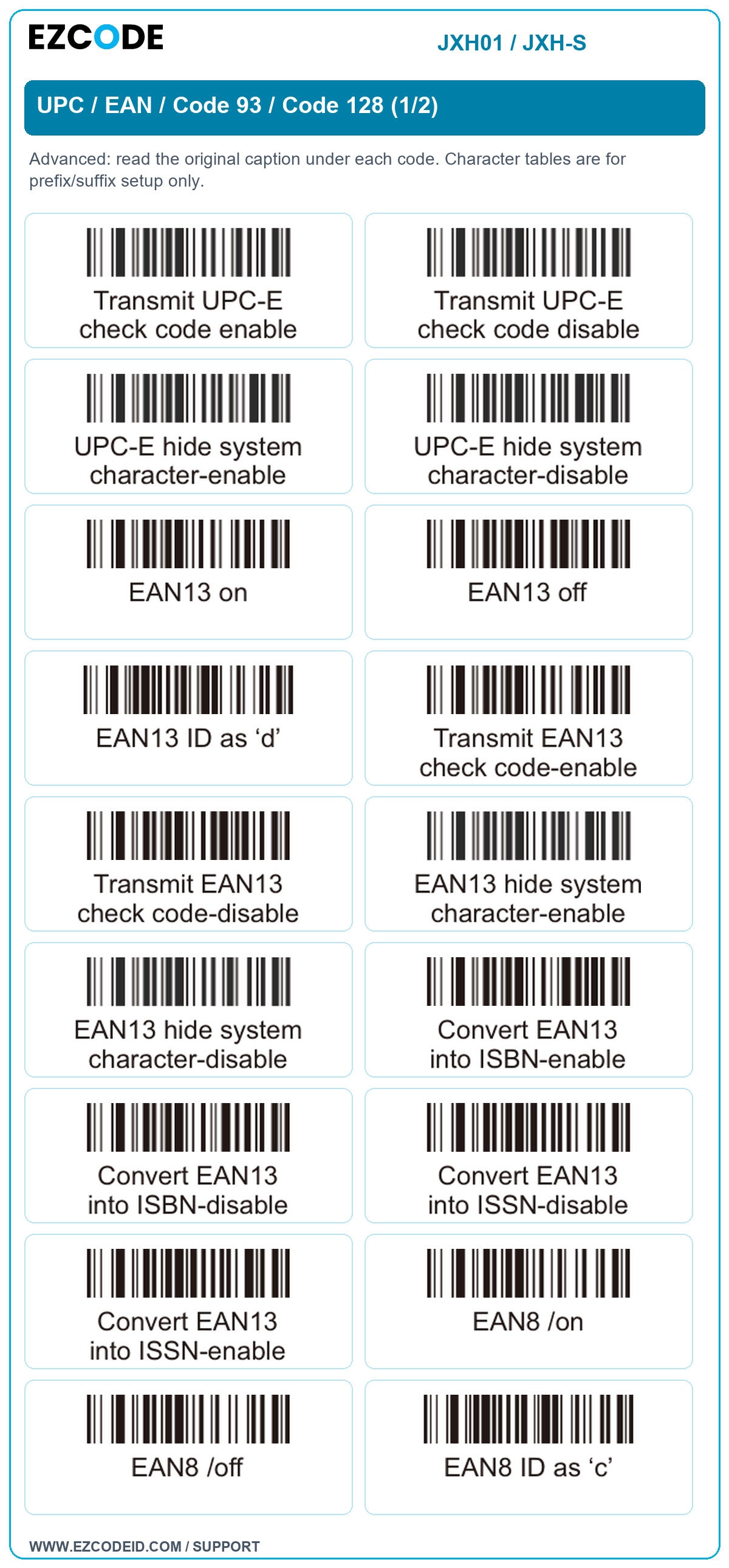 UPC / EAN / Code 93 / Code 128 (1/2): original manual caption