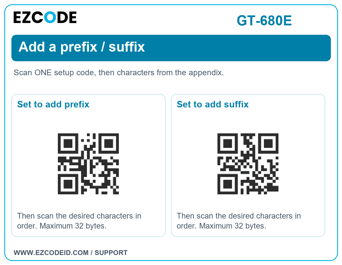 Set to add prefix setting code