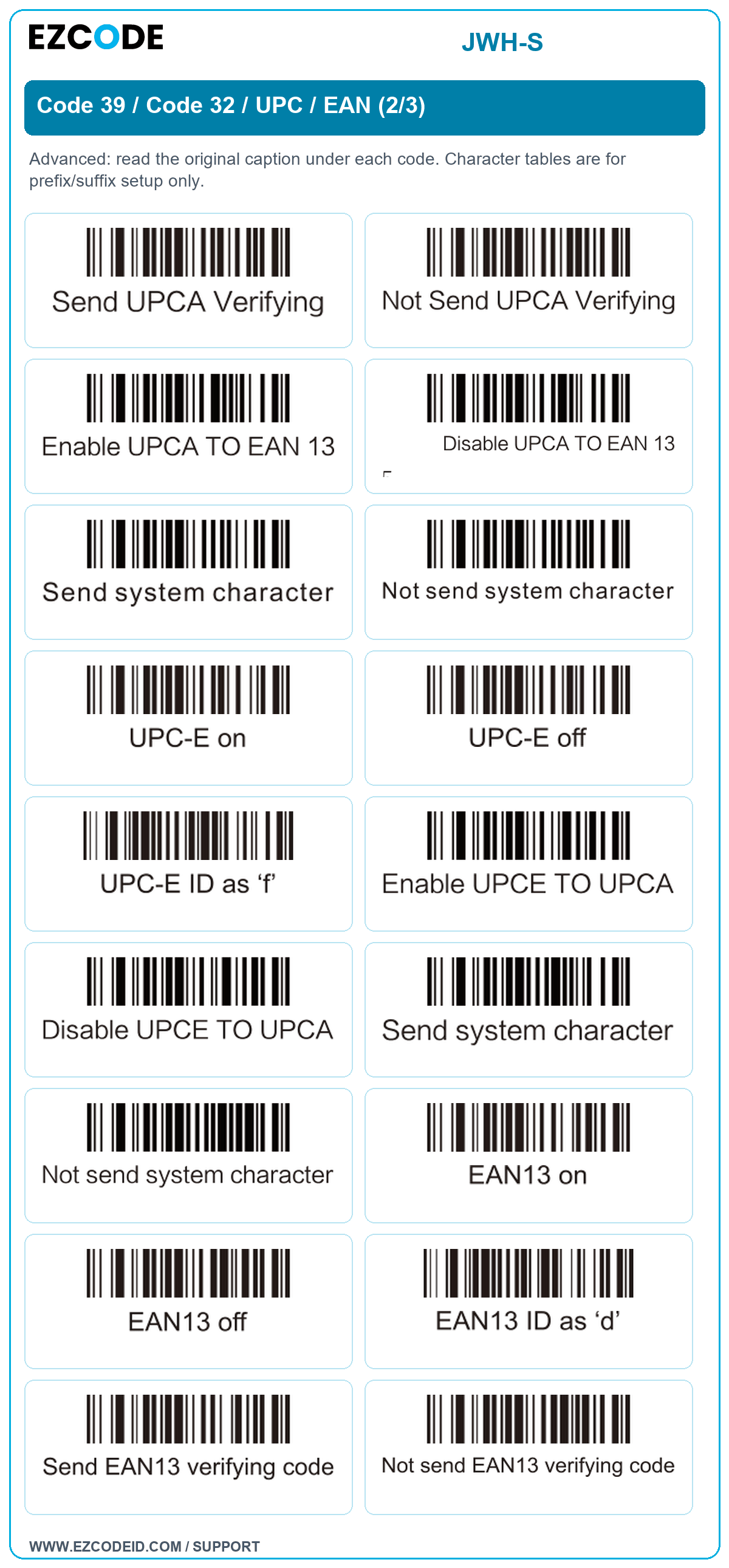 Code 39 / Code 32 / UPC / EAN (2/3): original manual caption