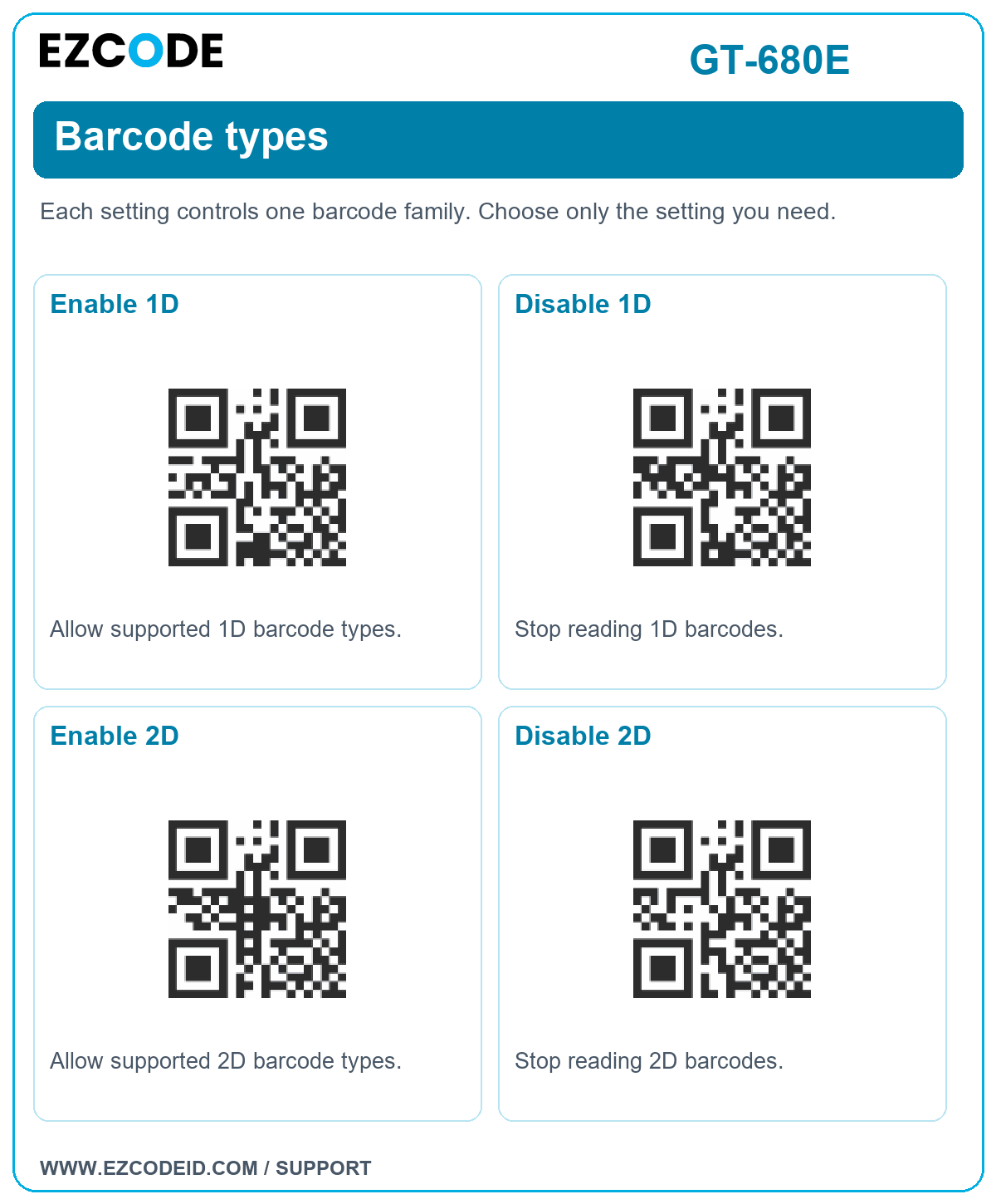Enable 1D setting code