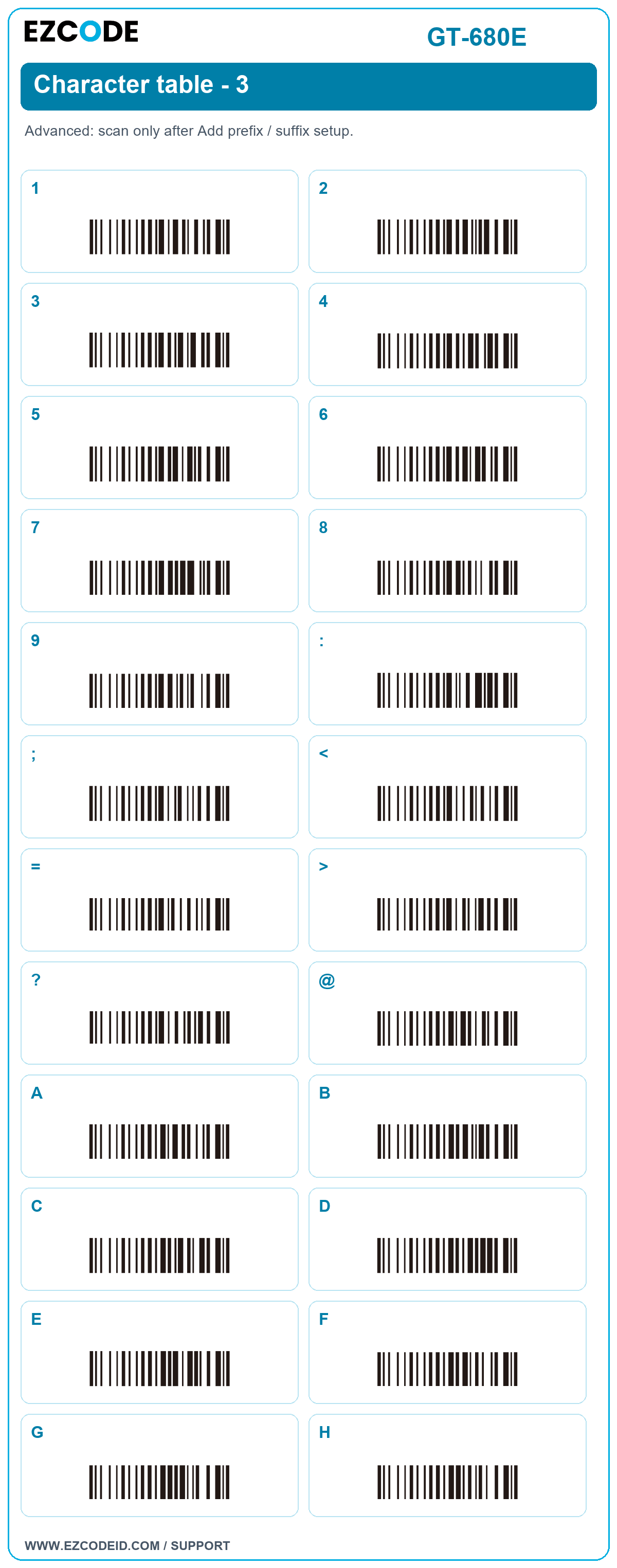 1 setting code