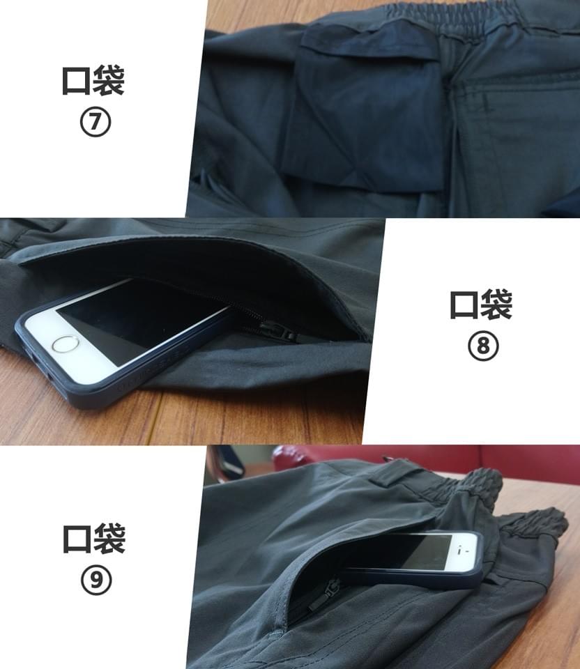 男多口袋輕薄快乾萊卡UPF50+防曬超彈長褲(HPM001S 銷光灰/丈青)