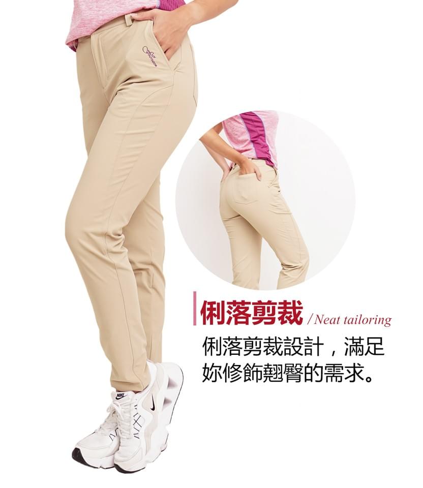 女款超輕彈俐落剪裁雙彈腰防潑水防曬七口袋快乾長褲(HPL007 墨灰/駝色)