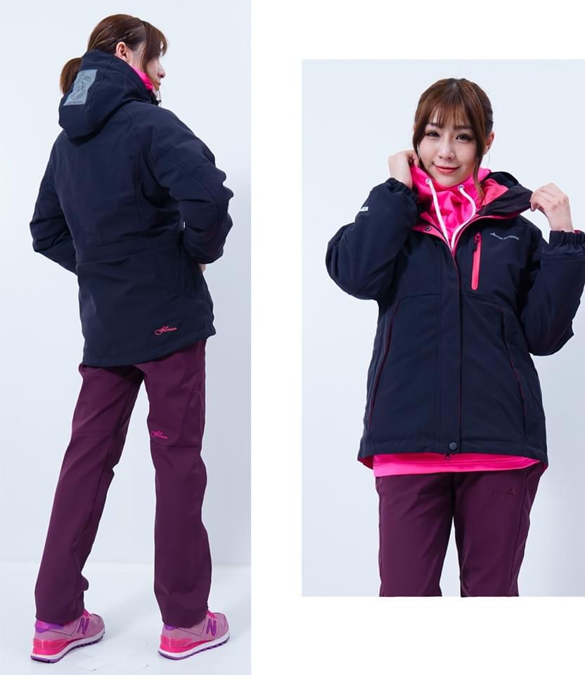 女款外套極地禦寒高防水防風兩件式外套(DJL001 黑玫)
