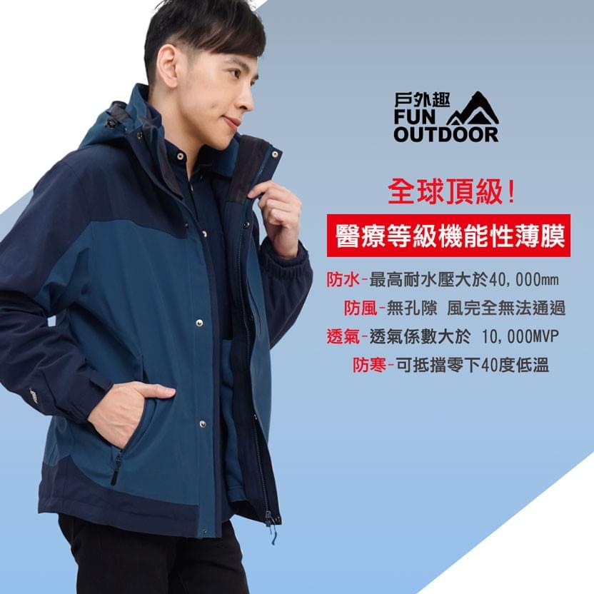 男款國際專業級極地禦寒高防水防風兩件式外套(DMJ002 丈青)