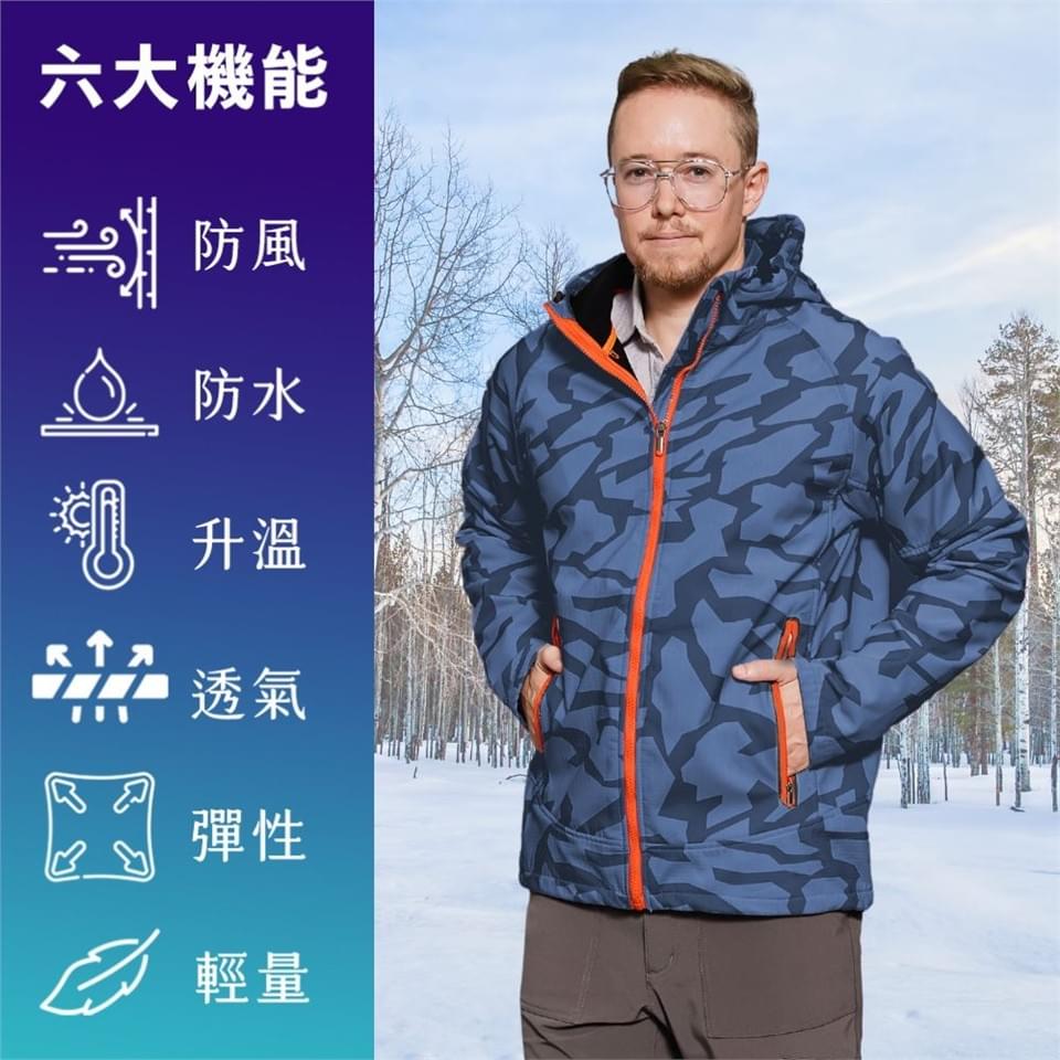 男款秋冬石墨烯防潑水防風三層軟殼外套迷彩防風外套(HMJ005 兩色可選)