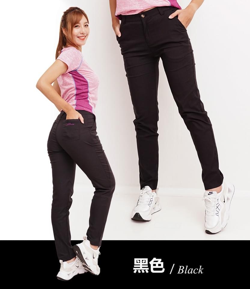 女款超輕彈俐落剪裁雙彈腰防潑水防曬七口袋快乾長褲(HPL007 黑/草綠)