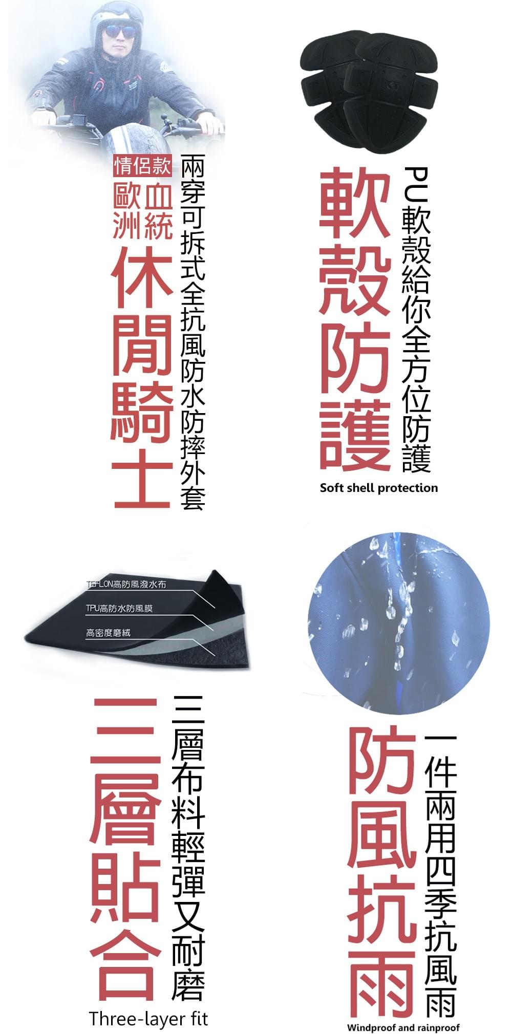兩穿可拆式全抗風防水防摔外套防摔衣(PST2001 兩色可選)