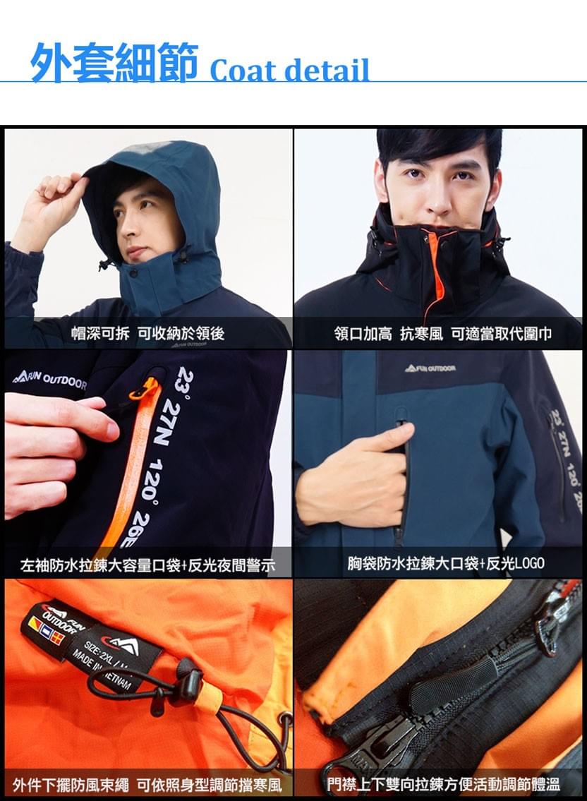 男款國際專業級極地禦寒高防水防風兩件式外套(DMJ002 丈青/鐵灰)