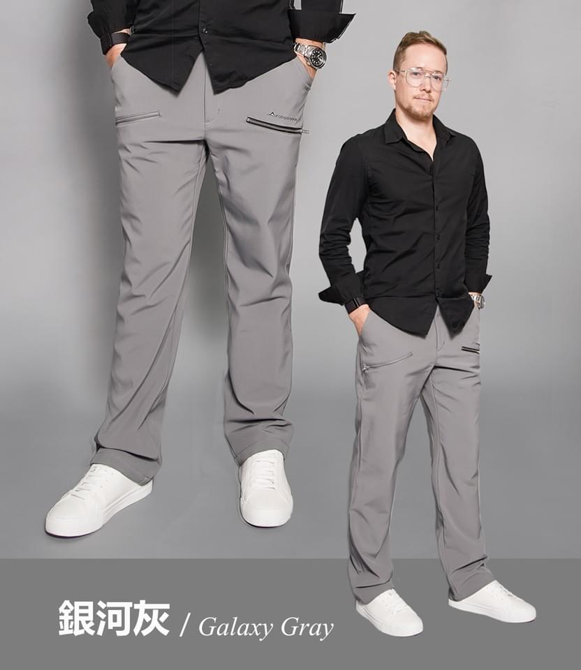 男款厚磅蜂巢格紋多口袋抓絨防風三層暖殼褲(HMP016 銀河灰/丈青)