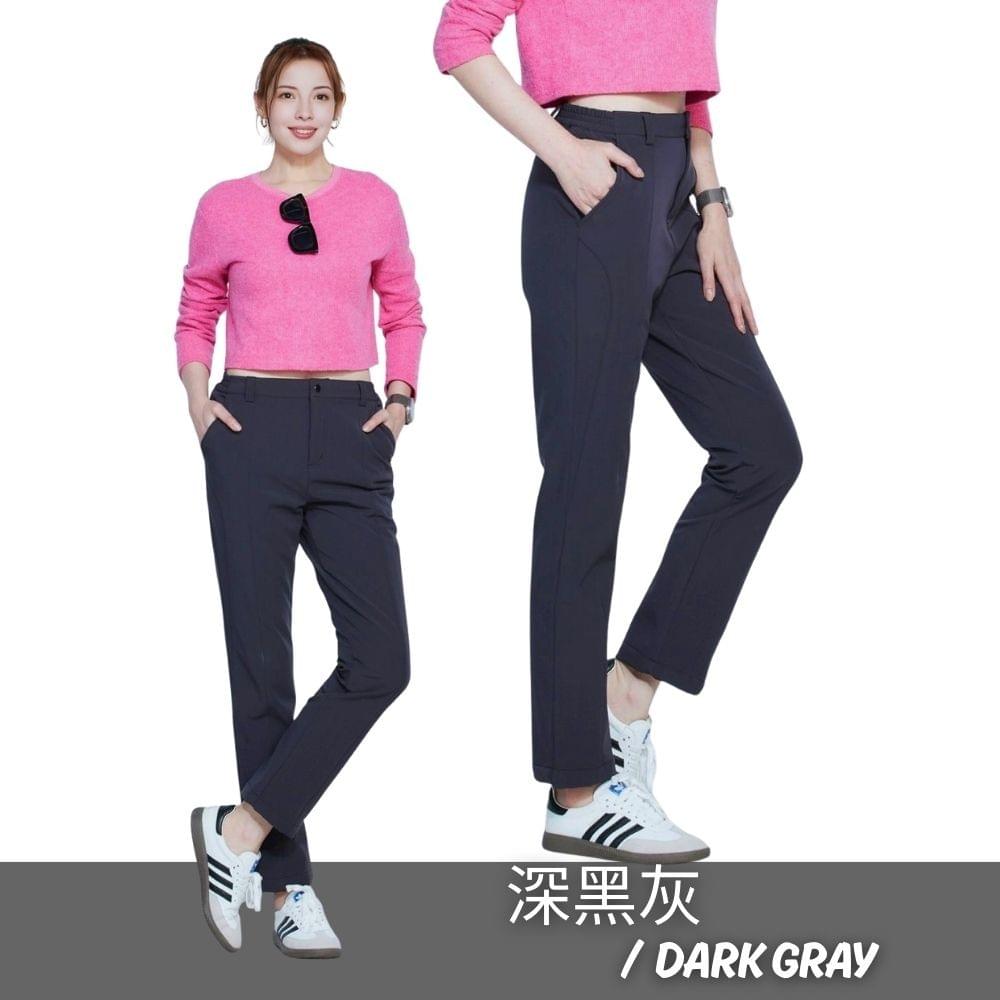 女款石墨烯禦寒防風防潑水多口袋軟殼褲休閒長褲(HPL013 深黑灰/灰藍)