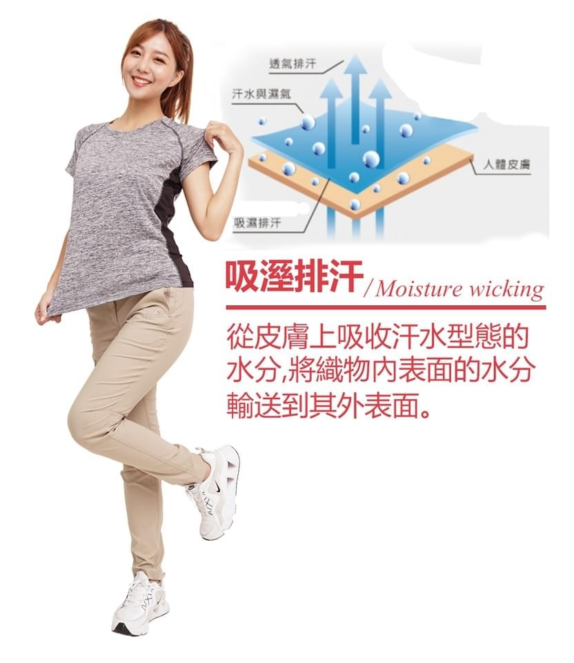 女款超輕彈春夏撞色冰紗拼接吸濕排汗短袖上衣(DL2004 四色可選)