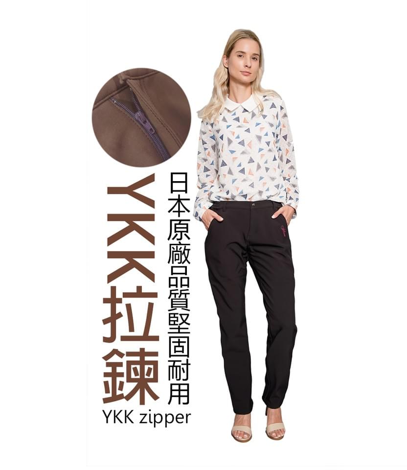 女款厚磅蜂巢格紋多口袋抓絨防風三層暖殼褲(HPL016 黑色/可可色)